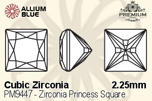 プレミアム Zirconia Princess Square (PM9447) 2.25mm - キュービックジルコニア