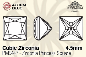 プレミアム Zirconia Princess Square (PM9447) 4.5mm - キュービックジルコニア