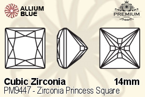 プレミアム Zirconia Princess Square (PM9447) 14mm - キュービックジルコニア - ウインドウを閉じる