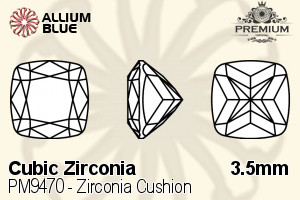 PREMIUM CRYSTAL Zirconia Cushion 3.5mm Zirconia Blue Sapphire