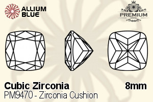PREMIUM CRYSTAL Zirconia Cushion 8mm Zirconia White