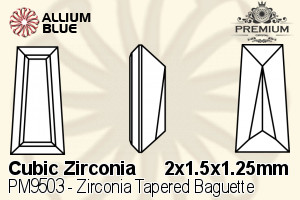 プレミアム Zirconia Tapered Baguette (PM9503) 2x1.5x1.25mm - キュービックジルコニア