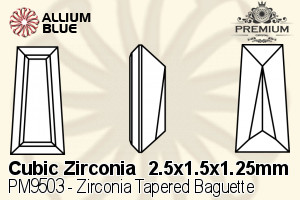 プレミアム Zirconia Tapered Baguette (PM9503) 2.5x1.5x1.25mm - キュービックジルコニア