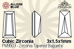 PREMIUM CRYSTAL Zirconia Tapered Baguette 3x1.5x1mm Zirconia White