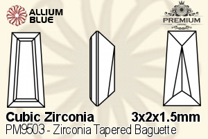 PREMIUM CRYSTAL Zirconia Tapered Baguette 3x2x1.5mm Zirconia White