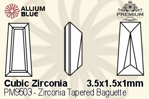 PREMIUM CRYSTAL Zirconia Tapered Baguette 3.5x1.5x1mm Zirconia White