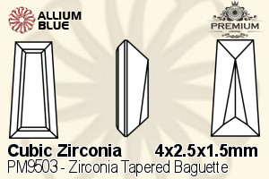 PREMIUM Zirconia Tapered Baguette (PM9503) 4x2.5x1.5mm - Cubic Zirconia - 關閉視窗 >> 可點擊圖片