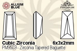 PREMIUM CRYSTAL Zirconia Tapered Baguette 6x3x2mm Zirconia White