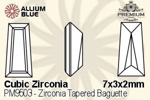 PREMIUM CRYSTAL Zirconia Tapered Baguette 7x3x2mm Zirconia White
