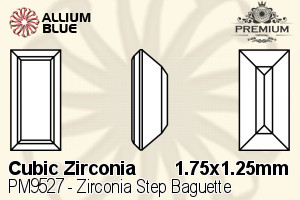 PREMIUM CRYSTAL Zirconia Step Baguette 1.75x1.25mm Zirconia White