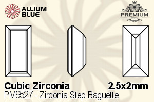 プレミアム Zirconia Step Baguette (PM9527) 2.5x2mm - キュービックジルコニア - ウインドウを閉じる
