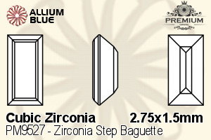 PREMIUM Zirconia Step Baguette (PM9527) 2.75x1.5mm - Cubic Zirconia - Click Image to Close