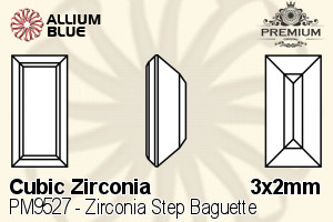 PREMIUM CRYSTAL Zirconia Step Baguette 3x2mm Zirconia White