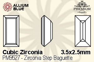 プレミアム Zirconia Step Baguette (PM9527) 3.5x2.5mm - キュービックジルコニア