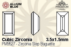 PREMIUM CRYSTAL Zirconia Step Baguette 3.5x1.5mm Zirconia White