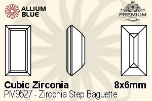 PREMIUM CRYSTAL Zirconia Step Baguette 8x6mm Zirconia White