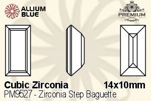 PREMIUM CRYSTAL Zirconia Step Baguette 14x10mm Zirconia White