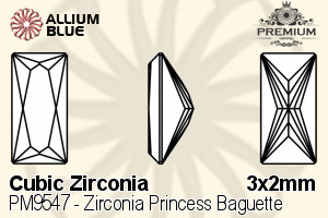 PREMIUM CRYSTAL Zirconia Princess Baguette 3x2mm Zirconia Champagne
