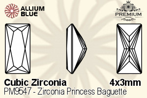 PREMIUM CRYSTAL Zirconia Princess Baguette 4x3mm Zirconia Pink