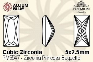 PREMIUM CRYSTAL Zirconia Princess Baguette 5x2.5mm Zirconia Tanzanite