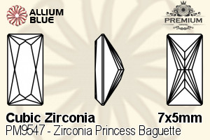 PREMIUM CRYSTAL Zirconia Princess Baguette 7x5mm Zirconia Champagne