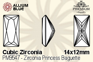 PREMIUM CRYSTAL Zirconia Princess Baguette 14x12mm Zirconia Pink