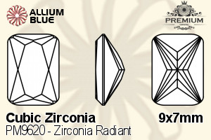 PREMIUM CRYSTAL Zirconia Radiant 9x7mm Zirconia Blue Sapphire
