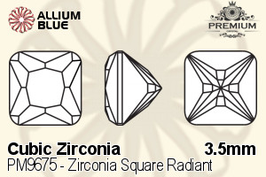 PREMIUM CRYSTAL Zirconia Square Radiant 3.5mm Zirconia Black