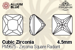PREMIUM CRYSTAL Zirconia Square Radiant 4.5mm Zirconia White