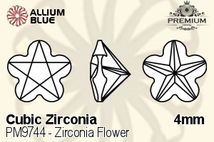 PREMIUM Zirconia Flower (PM9744) 4mm - Cubic Zirconia - 关闭视窗 >> 可点击图片