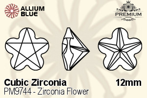 プレミアム Zirconia Flower (PM9744) 12mm - キュービックジルコニア - ウインドウを閉じる