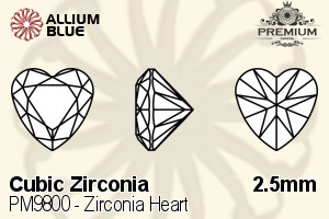 PREMIUM CRYSTAL Zirconia Heart 2.5mm Zirconia White