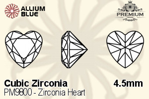 PREMIUM CRYSTAL Zirconia Heart 4.5mm Zirconia Blue Sapphire