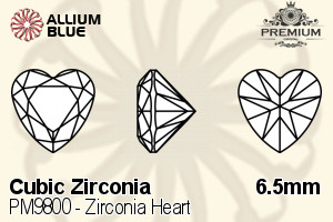 PREMIUM Zirconia Heart (PM9800) 6.5mm - Cubic Zirconia - 关闭视窗 >> 可点击图片
