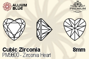 PREMIUM CRYSTAL Zirconia Heart 8mm Zirconia White