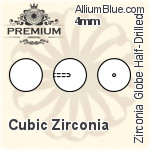 PREMIUM Zirconia Globe (Half Drilled) (PM9818) 8mm - Cubic Zirconia