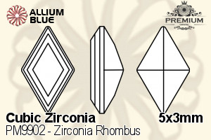 PREMIUM CRYSTAL Zirconia Rhombus 5x3mm Zirconia White