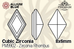 PREMIUM CRYSTAL Zirconia Rhombus 8x6mm Zirconia White