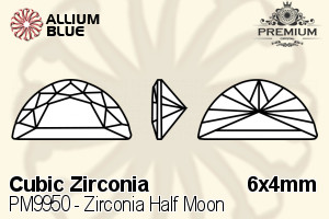 プレミアム Zirconia Half Moon (PM9950) 6x4mm - キュービックジルコニア