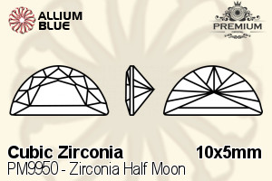 PREMIUM CRYSTAL Zirconia Half Moon 10x5mm Zirconia White
