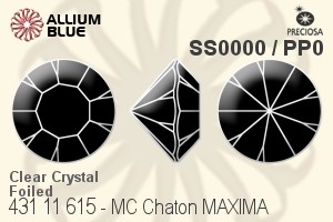 Preciosa MC Chaton MAXIMA (431 11 615) SS0000 / PP0 - Clear Crystal With Dura™ Foiling - Haga Click en la Imagen para Cerrar
