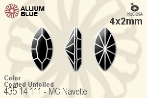 Preciosa MC Navette Fancy Stone (435 14 111) 4x2mm - Color (Coated) Unfoiled