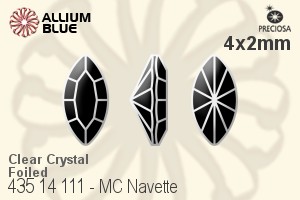 Preciosa MC Navette Fancy Stone (435 14 111) 4x2mm - Clear Crystal With Dura™ Foiling - Click Image to Close