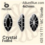宝仕奥莎 机切马眼形 花式石 (435 14 111) 4x2mm - 透明白色 DURA™耐用金屬箔底