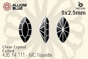 宝仕奥莎 机切马眼形 花式石 (435 14 111) 5x2.5mm - 透明白色 DURA™耐用金屬箔底