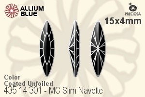 Preciosa MC Slim Navette Fancy Stone (435 14 301) 15x4mm - Color (Coated) Unfoiled