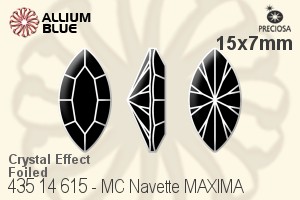寶仕奧莎 機切馬眼形 MAXIMA 美飾瑪 花式石 (435 14 615) 15x7mm - 白色（鍍膜） DURA™耐用金屬箔底