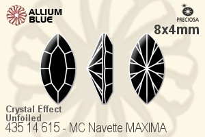 Preciosa MC Navette MAXIMA Fancy Stone (435 14 615) 8x4mm - Crystal Effect Unfoiled - Click Image to Close