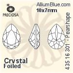 寶仕奧莎 機切Pearshape 301 花式石 (435 16 301) 10x7mm - 透明白色 DURA™耐用金屬箔底