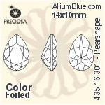 寶仕奧莎 機切Pearshape 301 花式石 (435 16 301) 14x10mm - 顏色 DURA™耐用金屬箔底